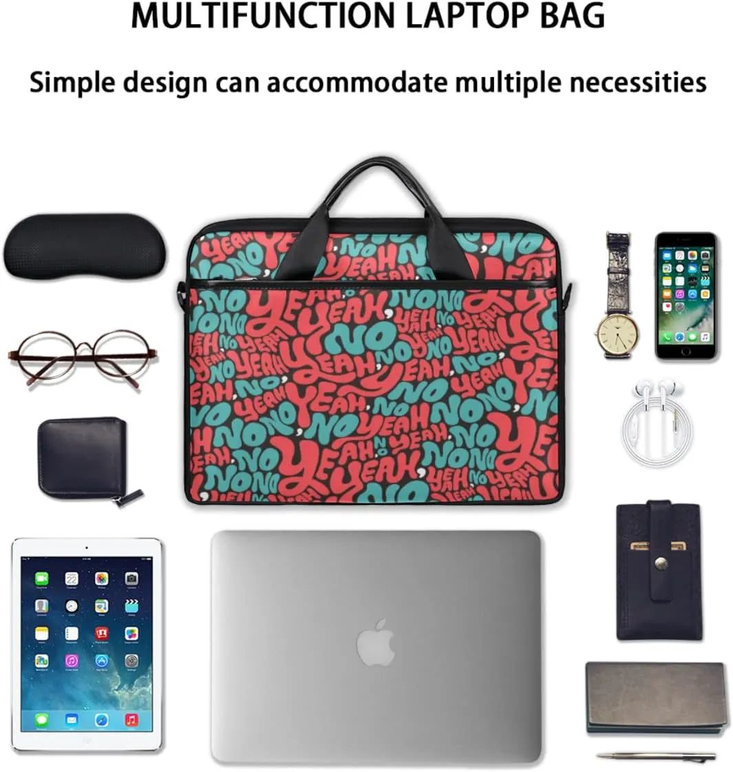Fun Letters Doodles Laptop Shoulder Messenger Bag Waterproof Laptop Briefcase with Handle and Padded Strap Case Sleeve