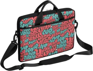 Fun Letters Doodles Laptop Shoulder Messenger Bag Waterproof Laptop Briefcase with Handle and Padded Strap Case Sleeve