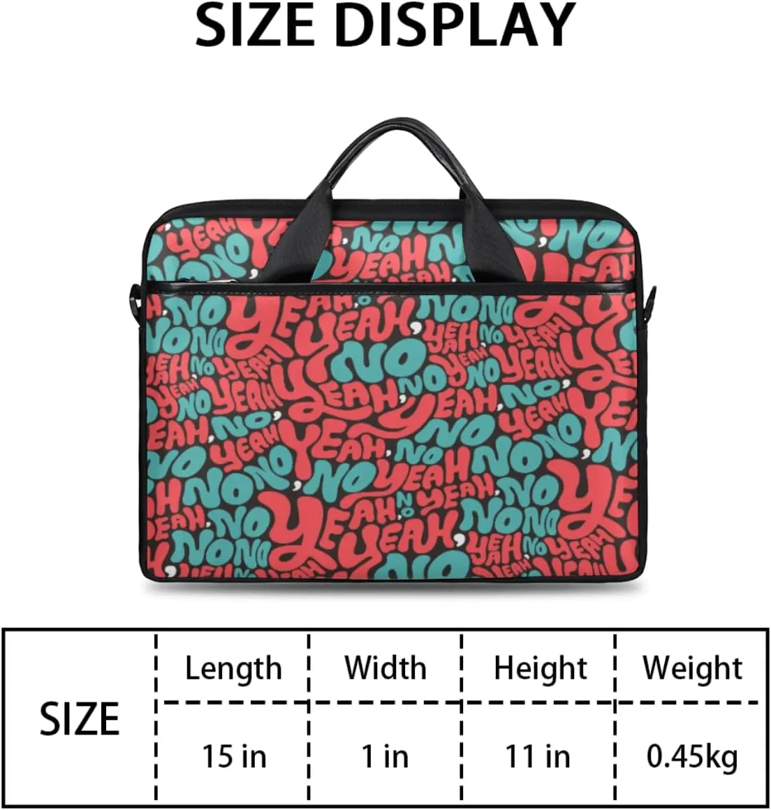 Fun Letters Doodles Laptop Shoulder Messenger Bag Waterproof Laptop Briefcase with Handle and Padded Strap Case Sleeve