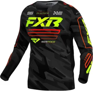 FXR Clutch MX Jersey Soft Moisture-Wicking Drop Tail Design Nuke/HiVis/Camo - Large