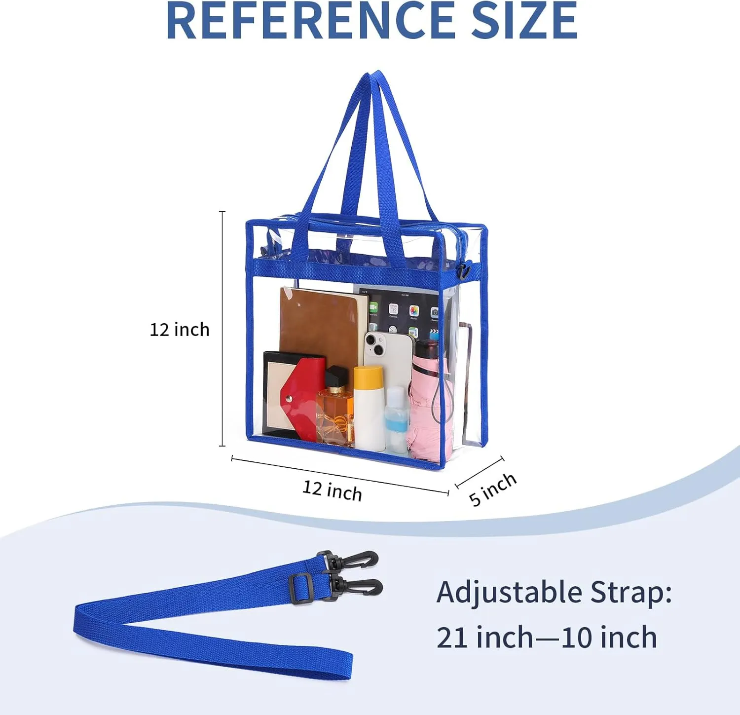GAEKEAO Clear Bag Stadium Approved Tote Bag with Adjustable Strap and Zipper Closure Shoulder Bag
