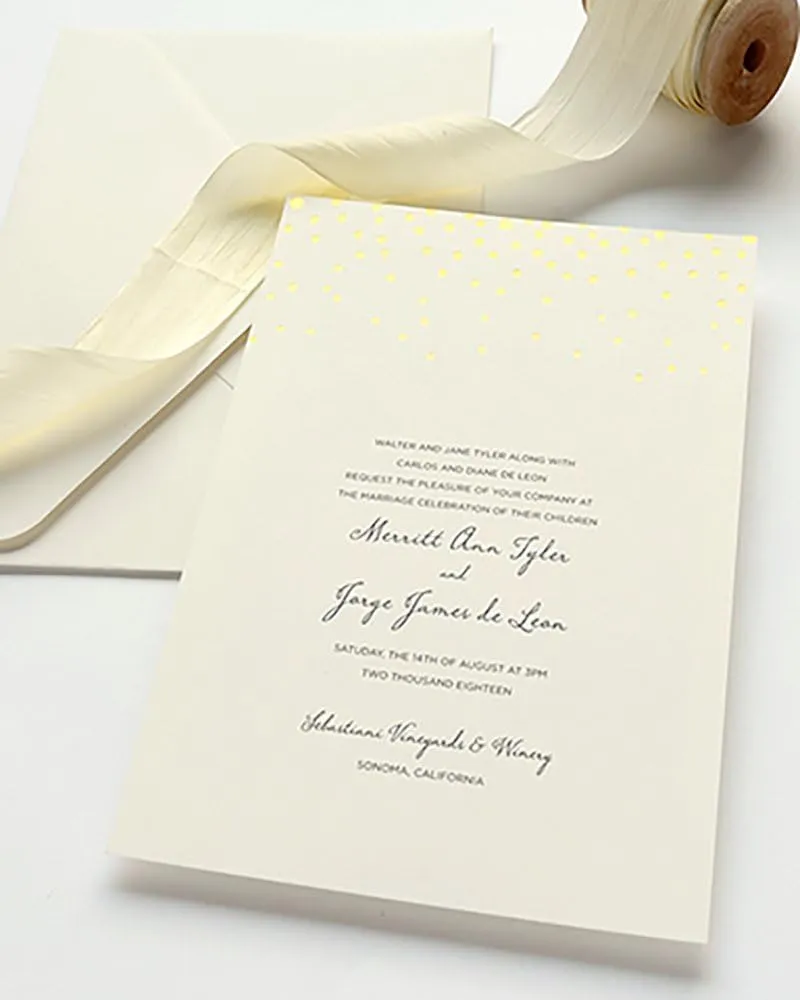Gartner Studios Gold Foil Dots Print-at-Home Wedding Invitation Kit, Ivory, 5” x 7”, Set of 25