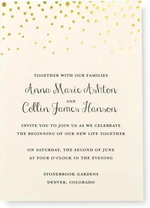 Gartner Studios Gold Foil Dots Print-at-Home Wedding Invitation Kit, Ivory, 5” x 7”, Set of 25