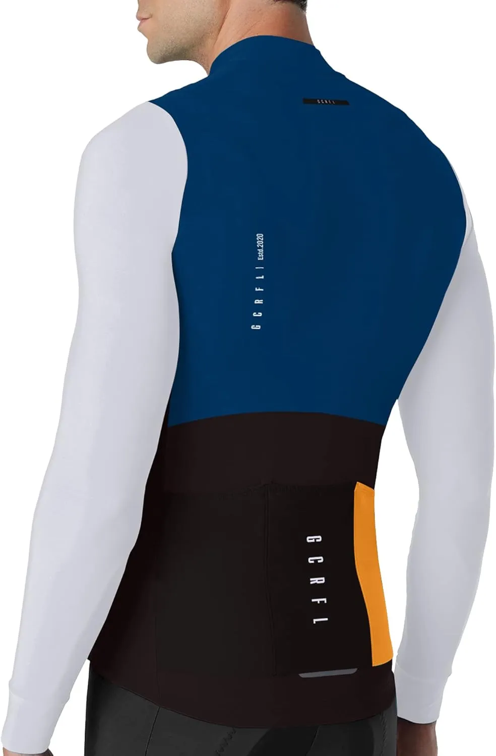 GCRFL Men's Cycling Jersey Long Sleeves Road Bike Jersey Shirt Cycling Tops, Zipper Pocket Lightweight PRO Race Fit UPF 50 