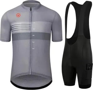 GCRFL Men's Cycling Jersey Sets Road Bike Jersey Riding Shirts Lightweight, Bib Shorts with Pockets Padded