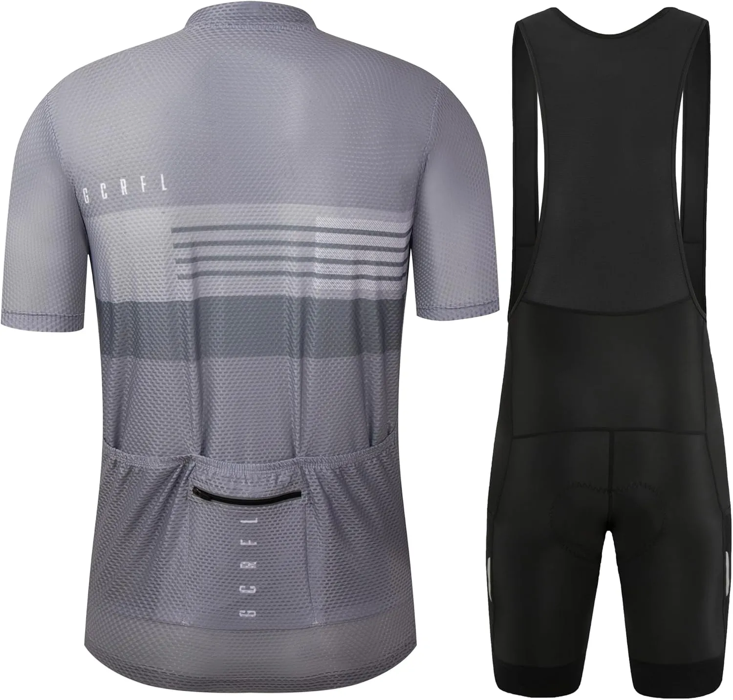 GCRFL Men's Cycling Jersey Sets Road Bike Jersey Riding Shirts Lightweight, Bib Shorts with Pockets Padded