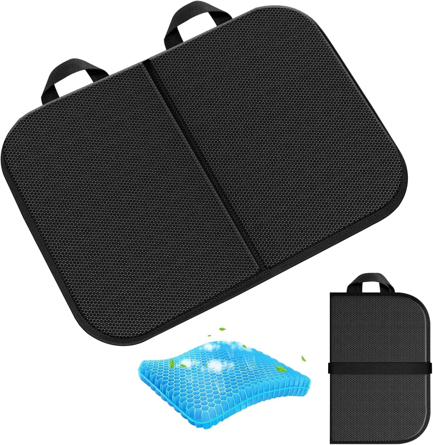 Gel Seat Cushion (16.5" x 12") – Portable & Foldable Travel Cushion for Airplane, Stadium, Camping, Movies, & Garden – Relieves Sedentary Pain, Supports Long Sitting Periods