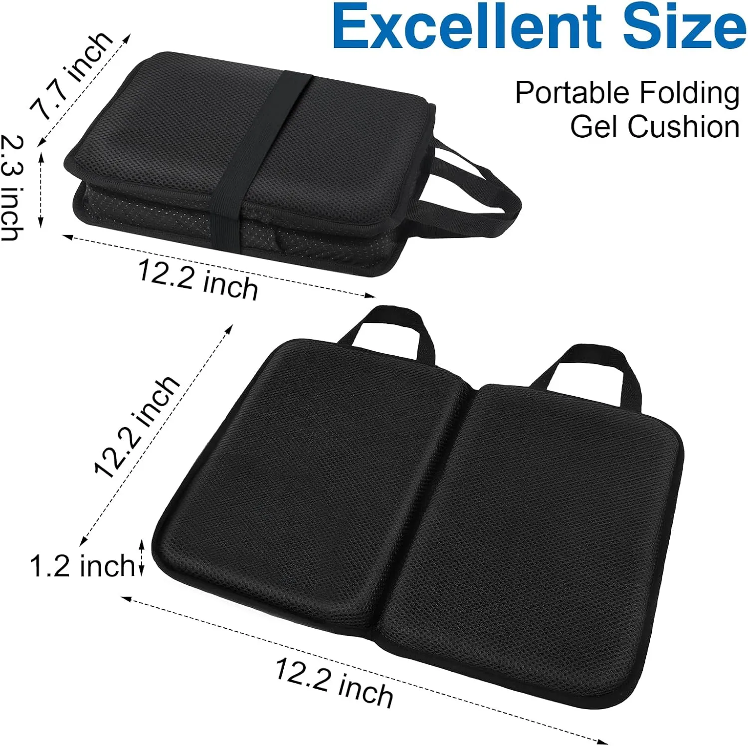 Gel Seat Cushion (16.5" x 12") – Portable & Foldable Travel Cushion for Airplane, Stadium, Camping, Movies, & Garden – Relieves Sedentary Pain, Supports Long Sitting Periods