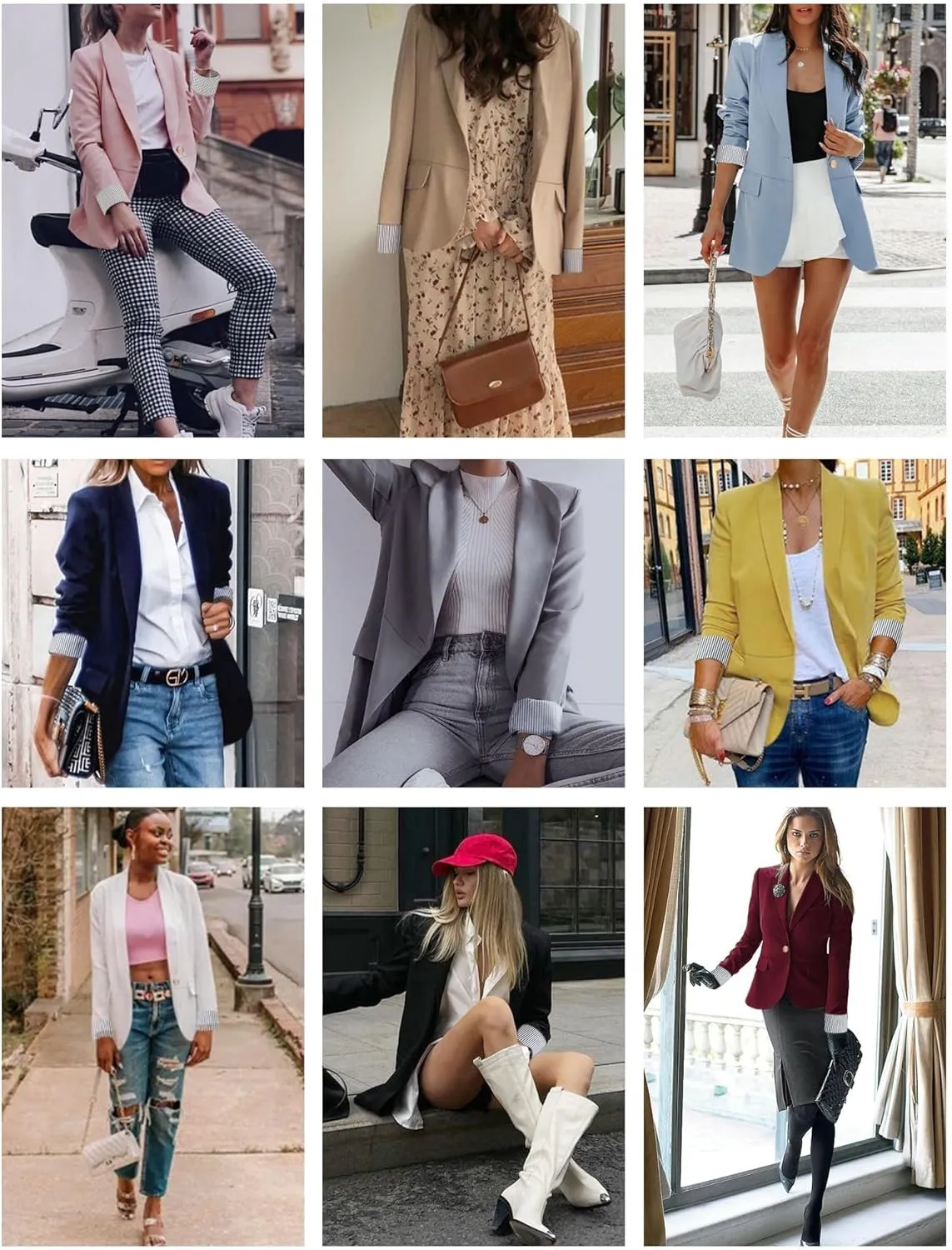 Genhoo Blazer Jackets for Women Open Front Long Sleeve Work Office Casual Blazers with Pockets S-2XL