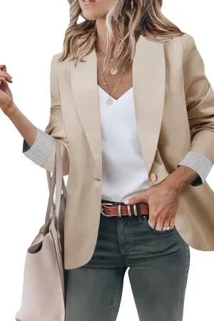 Genhoo Blazer Jackets for Women Open Front Long Sleeve Work Office Casual Blazers with Pockets S-2XL