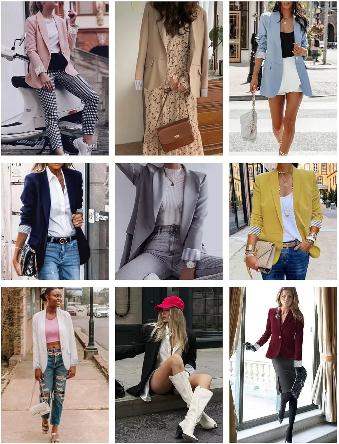 Genhoo Blazer Jackets for Women Open Front Long Sleeve Work Office Casual Blazers with Pockets S-2XL