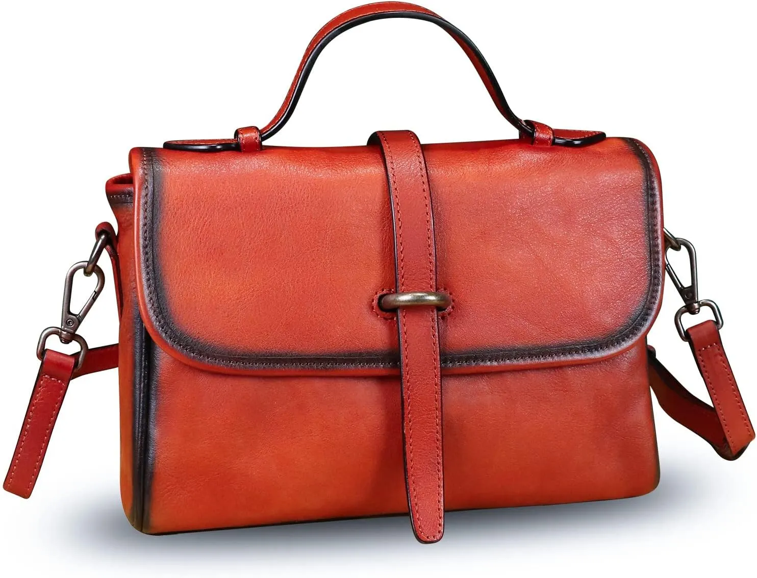 Genuine Leather Purse and Handbag for Women Vintage Handmade Leather Top Handle Purses Satchel Shoulder Bags with Strap
