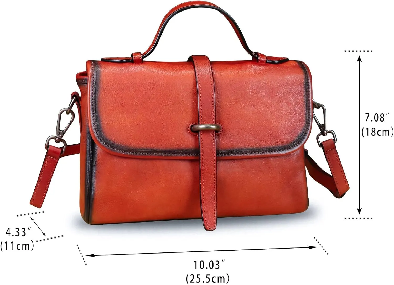 Genuine Leather Purse and Handbag for Women Vintage Handmade Leather Top Handle Purses Satchel Shoulder Bags with Strap