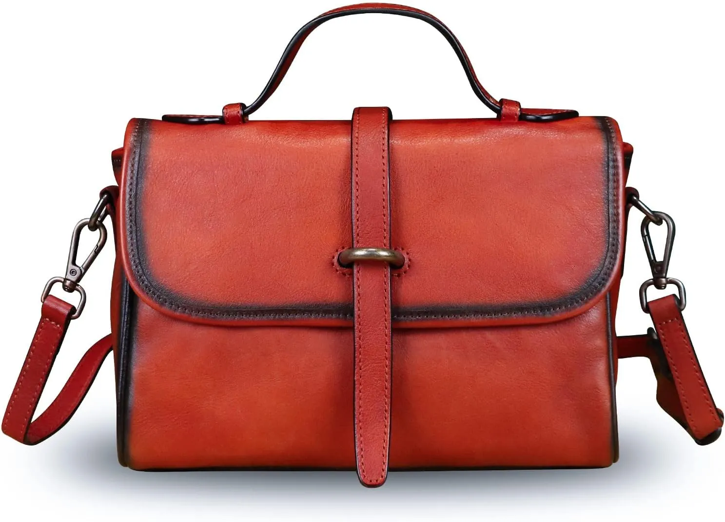 Genuine Leather Purse and Handbag for Women Vintage Handmade Leather Top Handle Purses Satchel Shoulder Bags with Strap