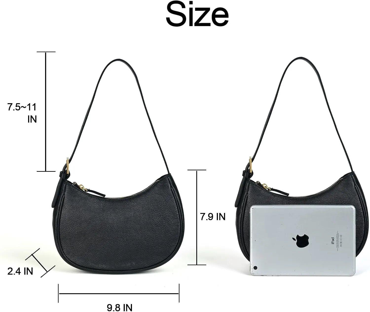 Genuine Leather Shoulder Bag for Women Mini Clutch Purse Tote Handbag with Zipper Closure Small Crossbody Bag