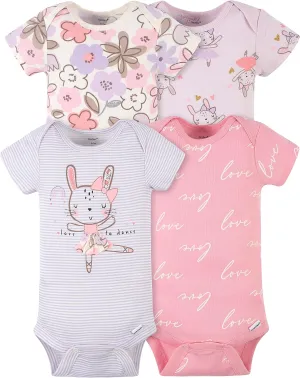 Gerber baby-girls 4-pack Short Sleeve Onesies Bodysuits