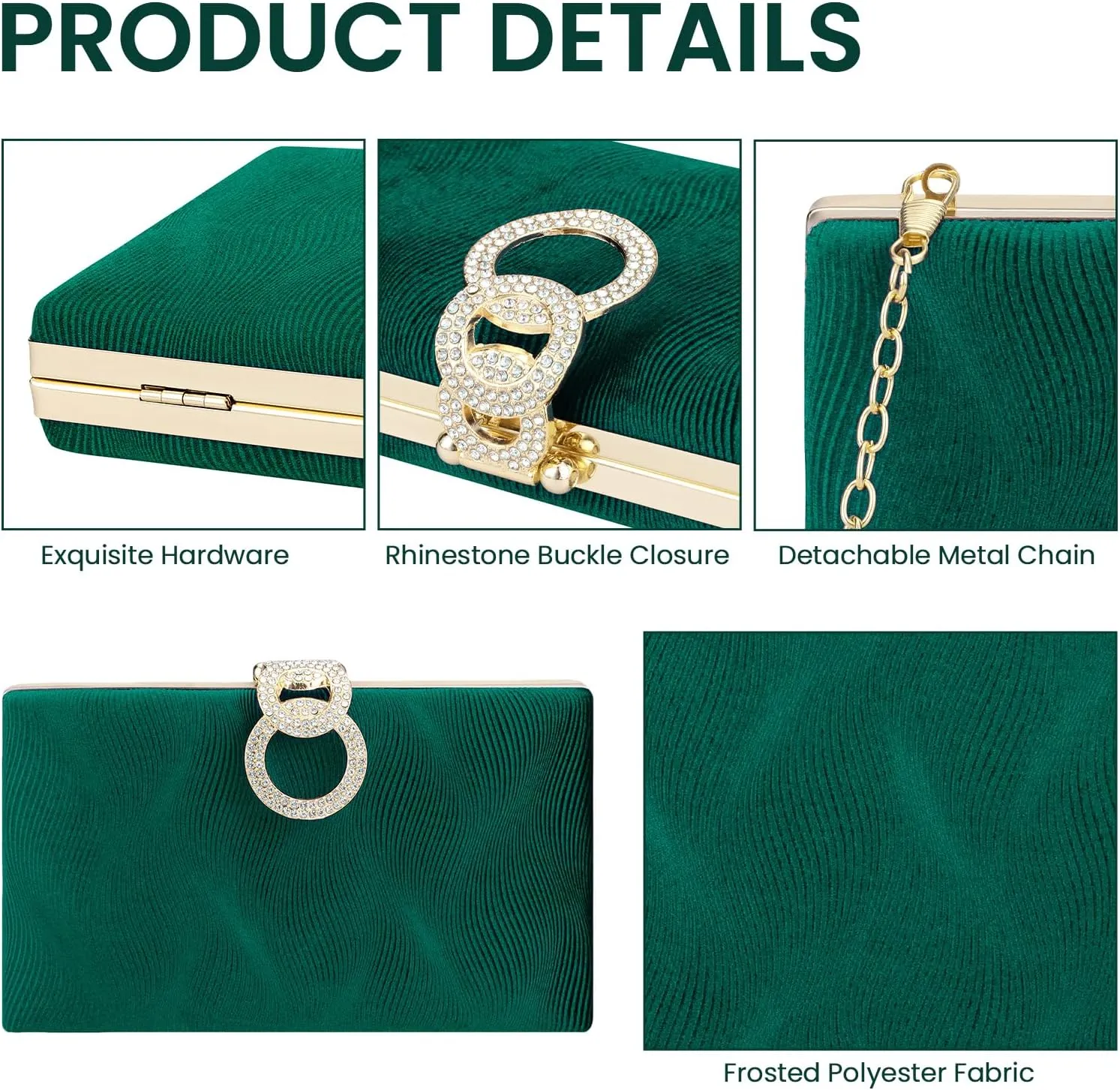 Gets Evening Clutch Purses for Women Handbags for Formal Bridal Wedding Party Cocktail Prom Small Crossbody Bag with Chain