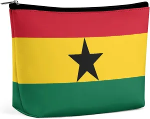 Ghana Flag Travel Friendly Makeup Bag Compact Waterproof Cosmetic Pouch Organizer for Women