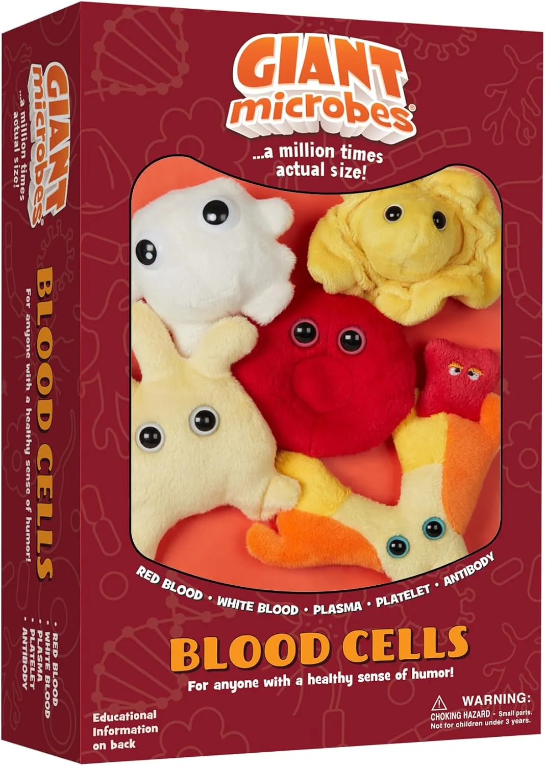 GIANTmicrobes Blood Cells Themed Gift Box, Blood Cell Plush, Lab Tech Gifts, Medical Gift, Phlebotomy Gifts, Bag Charms, Plush Keychains