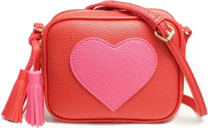 Gift for Girls Women Heart Purse Small Crossbody Bag PU Leather Roomy with Tassel and Adjustable Straps Design in Italy