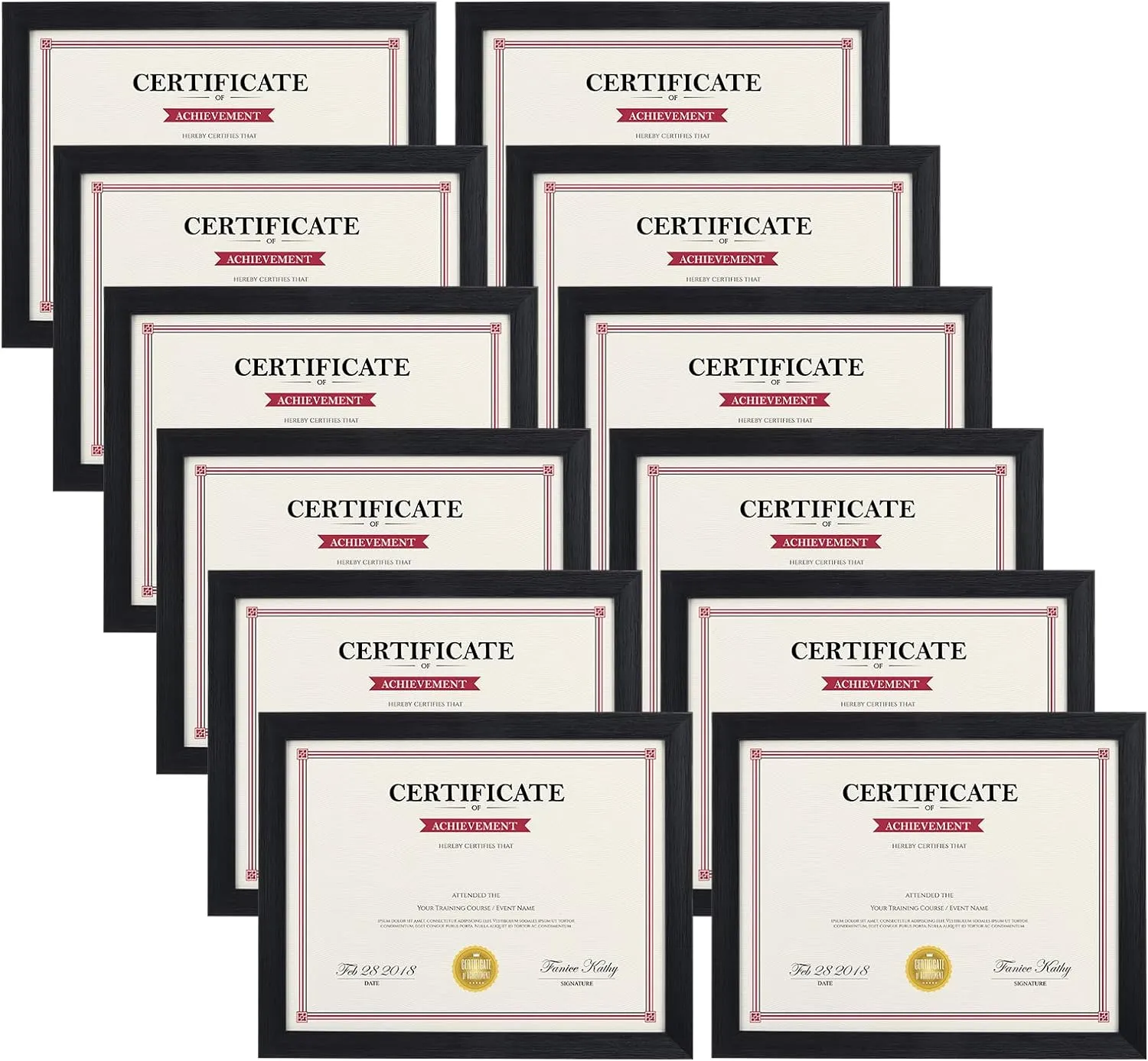 Giftgarden Black 8.5x11 Picture Frame Set of 12, Multi 8.5 x 11 Frames Bulk for Award Certificate Document Diploma, Wall or Tabletop Display