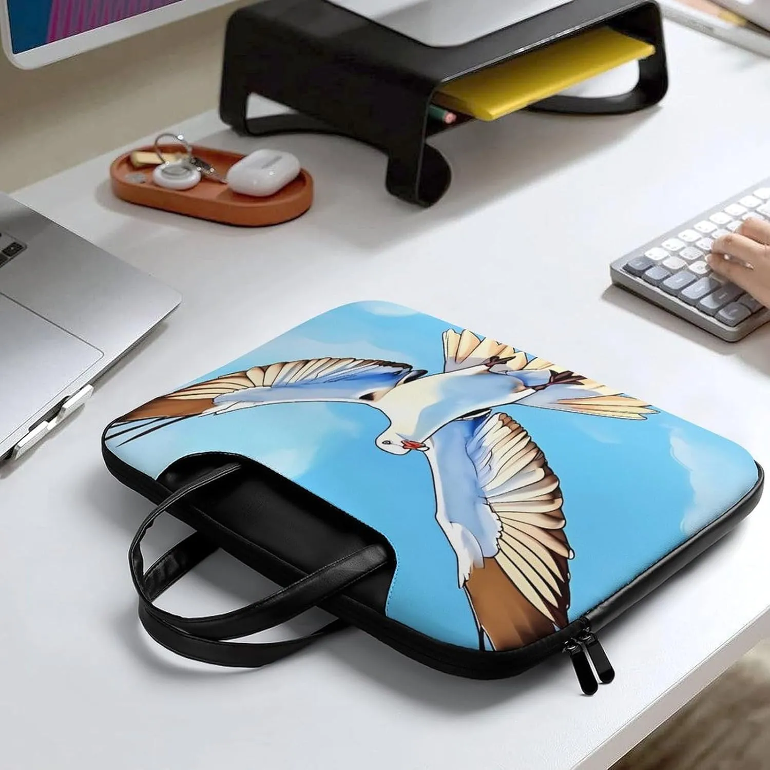 Giraffe Laptop Bag for Women Handheld Leather Computer Bag Laptop Messenger Bag Briefcase
