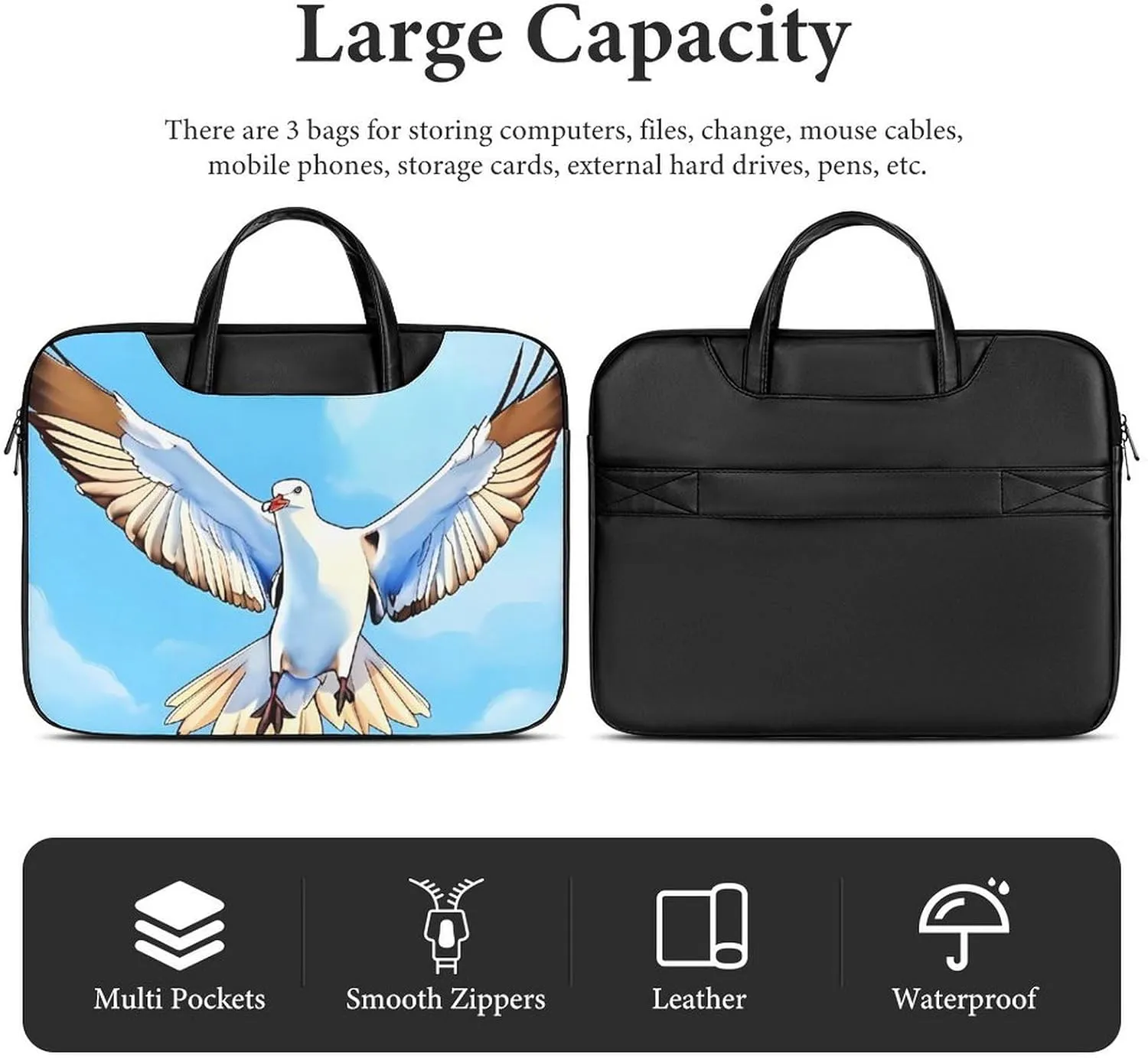 Giraffe Laptop Bag for Women Handheld Leather Computer Bag Laptop Messenger Bag Briefcase