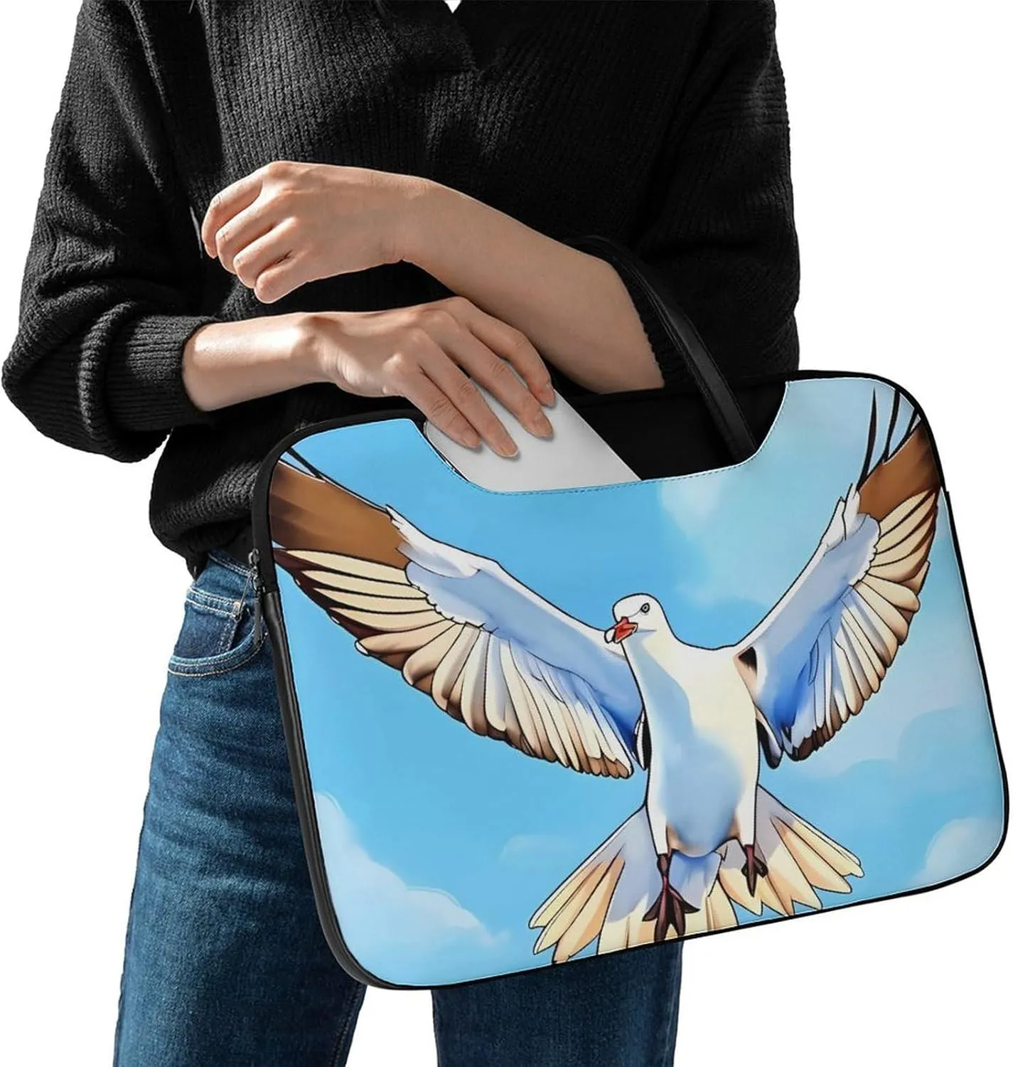 Giraffe Laptop Bag for Women Handheld Leather Computer Bag Laptop Messenger Bag Briefcase