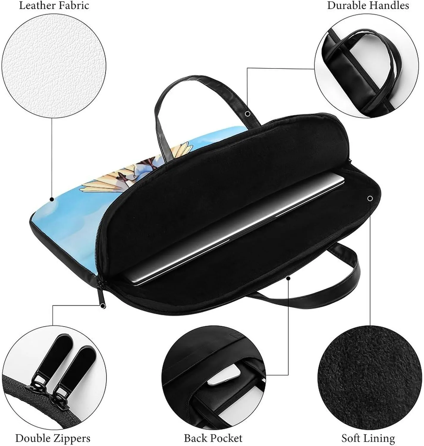 Giraffe Laptop Bag for Women Handheld Leather Computer Bag Laptop Messenger Bag Briefcase