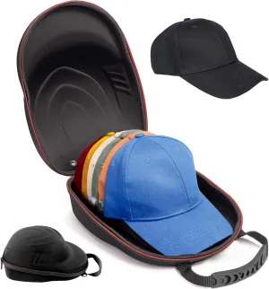 Glamgen Hard Hat Case for Baseball Caps,Hat Carrier Travel Case with 1 Pack Black Baseball Cap and Adjustable Shoulder Strap, Hat Organizer Holder Bag for 6 Baseball Caps for Women and Men - Black