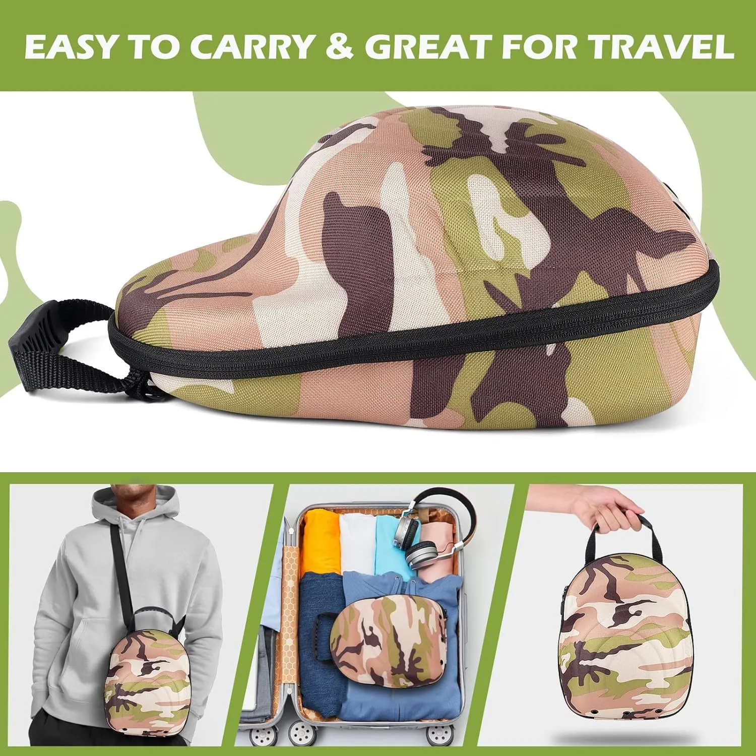 Glamgen Hat Travel Hard Case，Hat Case for Baseball Caps,Hat Carrier Storage Bag for 6 Hats, Hat Organizer Baseball Caps Holder with Adjustable Shoulder Strap for Traveling