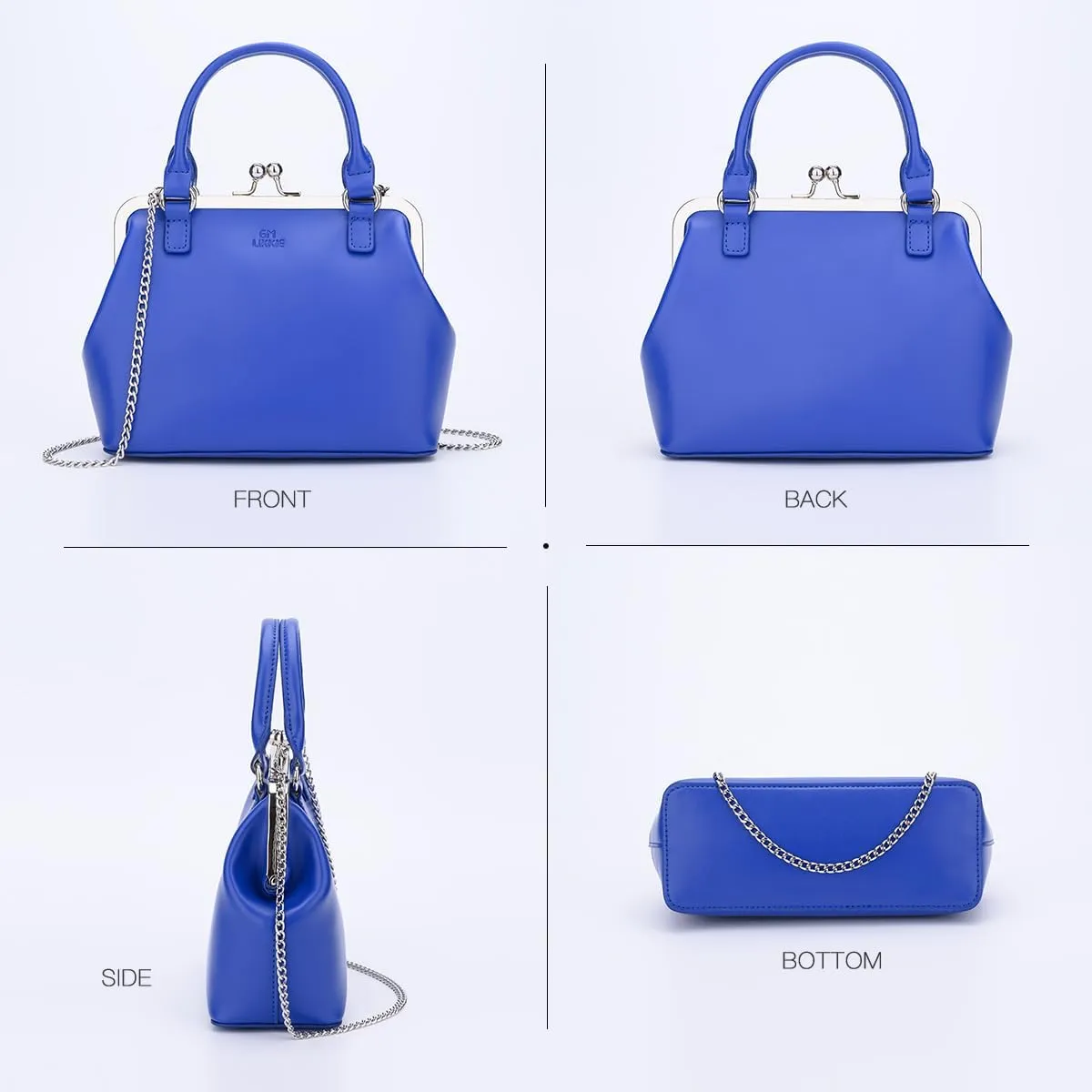 GM LIKKIE Kiss Lock Purses and Handbags, Vintage PU Leather Clutch Purses for Women, Top Handle Evening Handbag