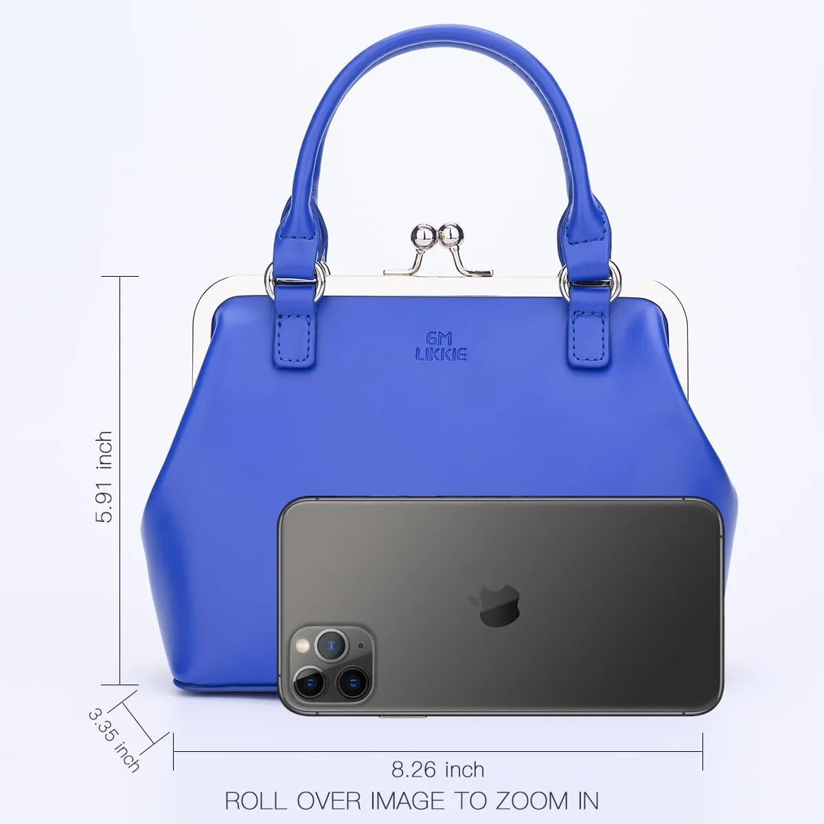 GM LIKKIE Kiss Lock Purses and Handbags, Vintage PU Leather Clutch Purses for Women, Top Handle Evening Handbag