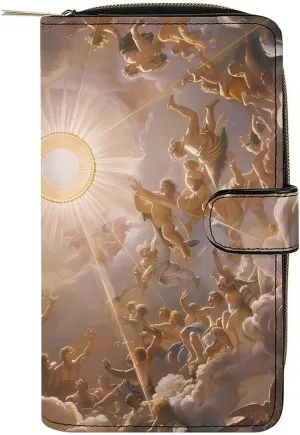 Gods Greek Mythology Leather Wallets for Men Women Zipped Clutch Purse Travel Handbag Card Case Wallet