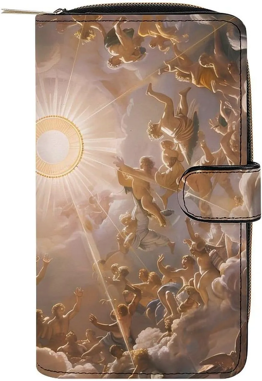 Gods Greek Mythology Leather Wallets for Men Women Zipped Clutch Purse Travel Handbag Card Case Wallet