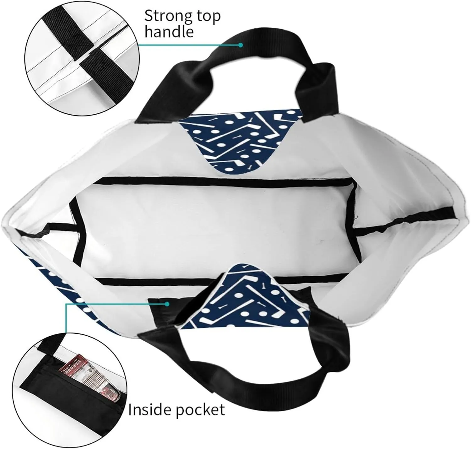 Golf Sports Ball Cute Tote Bag Beach Bag Large Capacity Grocery Bag Reusable Shopping bags for Women