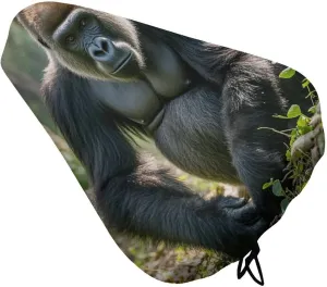 Gorilla on The Ground Bike Seat Cover Water-Repellent Exercise Bike Seat Cushion Bicycle Saddle Cover with Drawstring Rain Snow Dust Covers for City Mountain Road Biking
