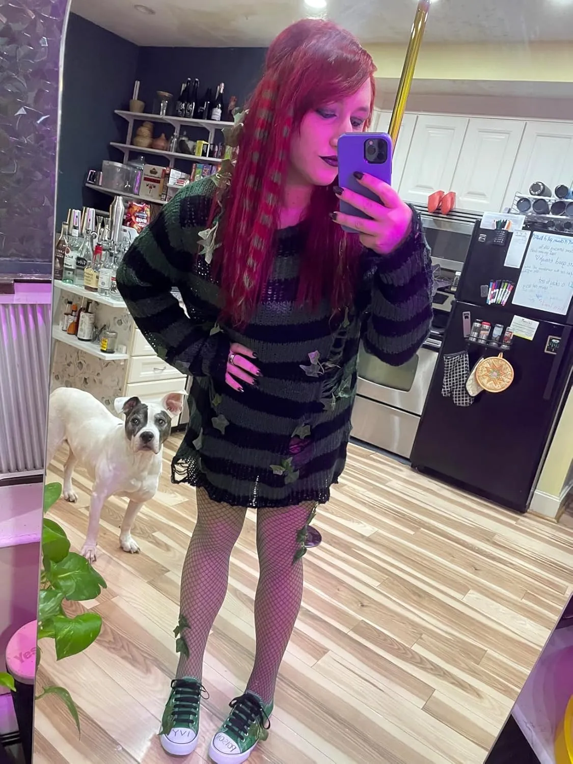 Goth Y2K Striped Sweater Ripped Punk Gothic Sweaters for Women Harajuku Aesthetic Halloween Pullover Tops