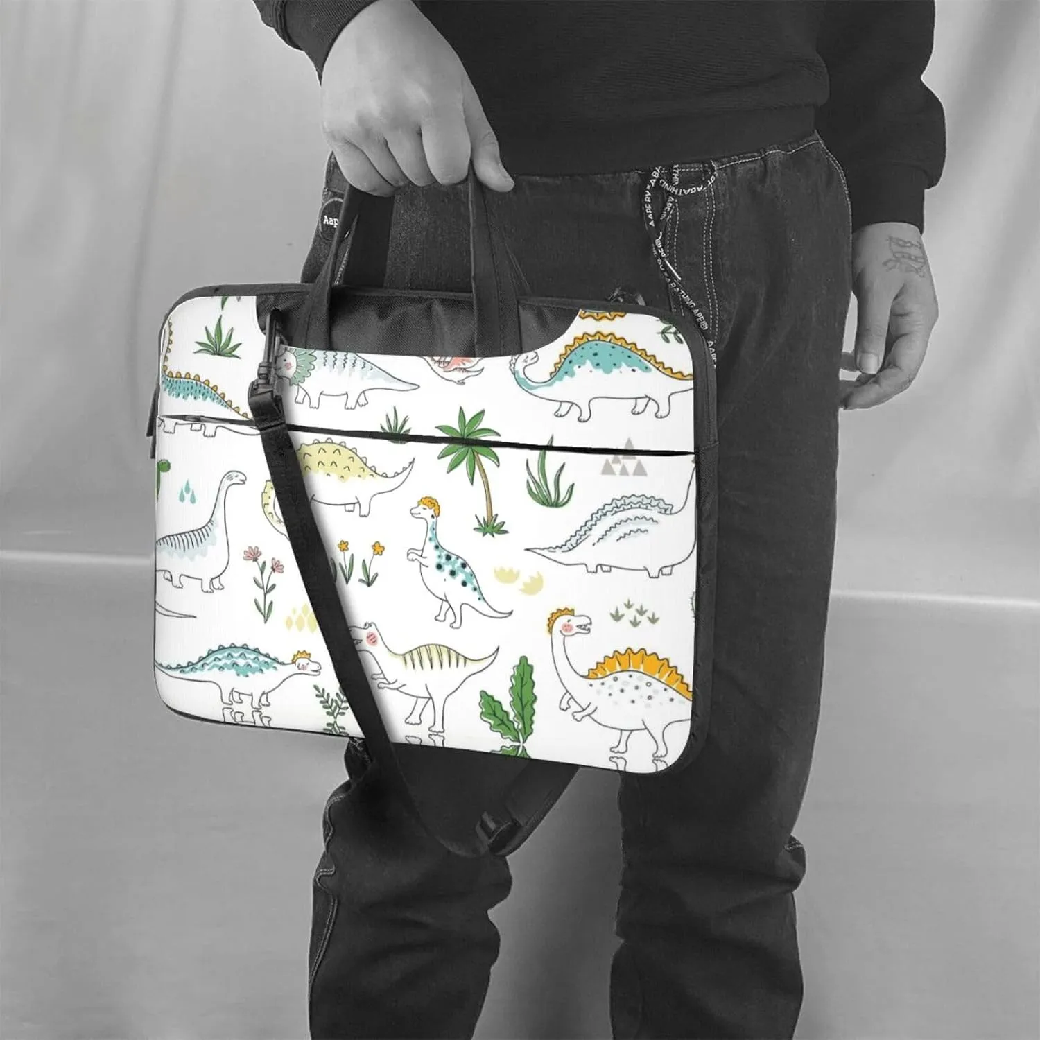 Gray Striped Stylish And Lightweight Laptop Messenger Bag,Handbag,Briefcase,Perfect For Business Travel