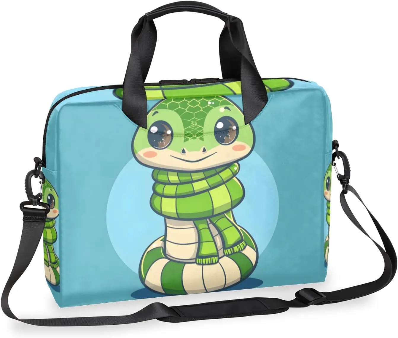 Green Snake Laptop Sleeve Case 14 15 15.6 inch, Green Snake Laptop Briefcase Shoulder Bag Waterproof Travel Computer Cover Carrying Bags