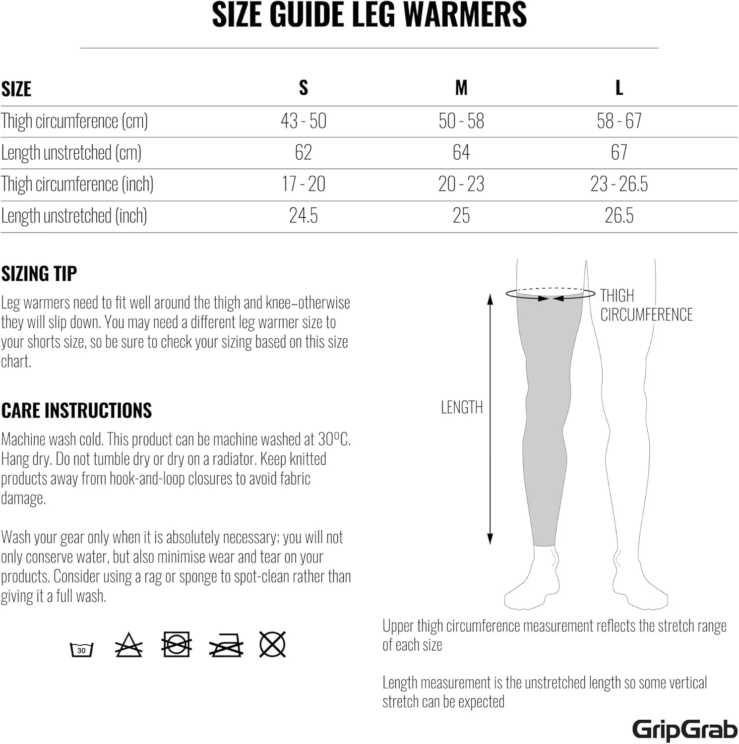 GripGrab Classic Thermal Winter Cycling Leg Warmers Anti-Slip Warm Fleece Lined Bike Leg Sleeves Long Bicycle Leg Warmers