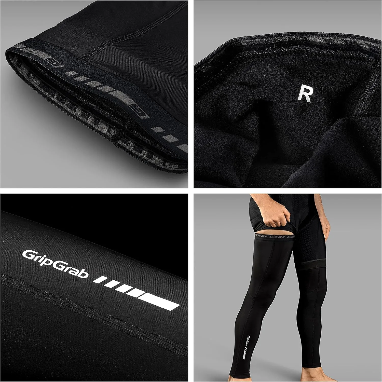 GripGrab Classic Thermal Winter Cycling Leg Warmers Anti-Slip Warm Fleece Lined Bike Leg Sleeves Long Bicycle Leg Warmers