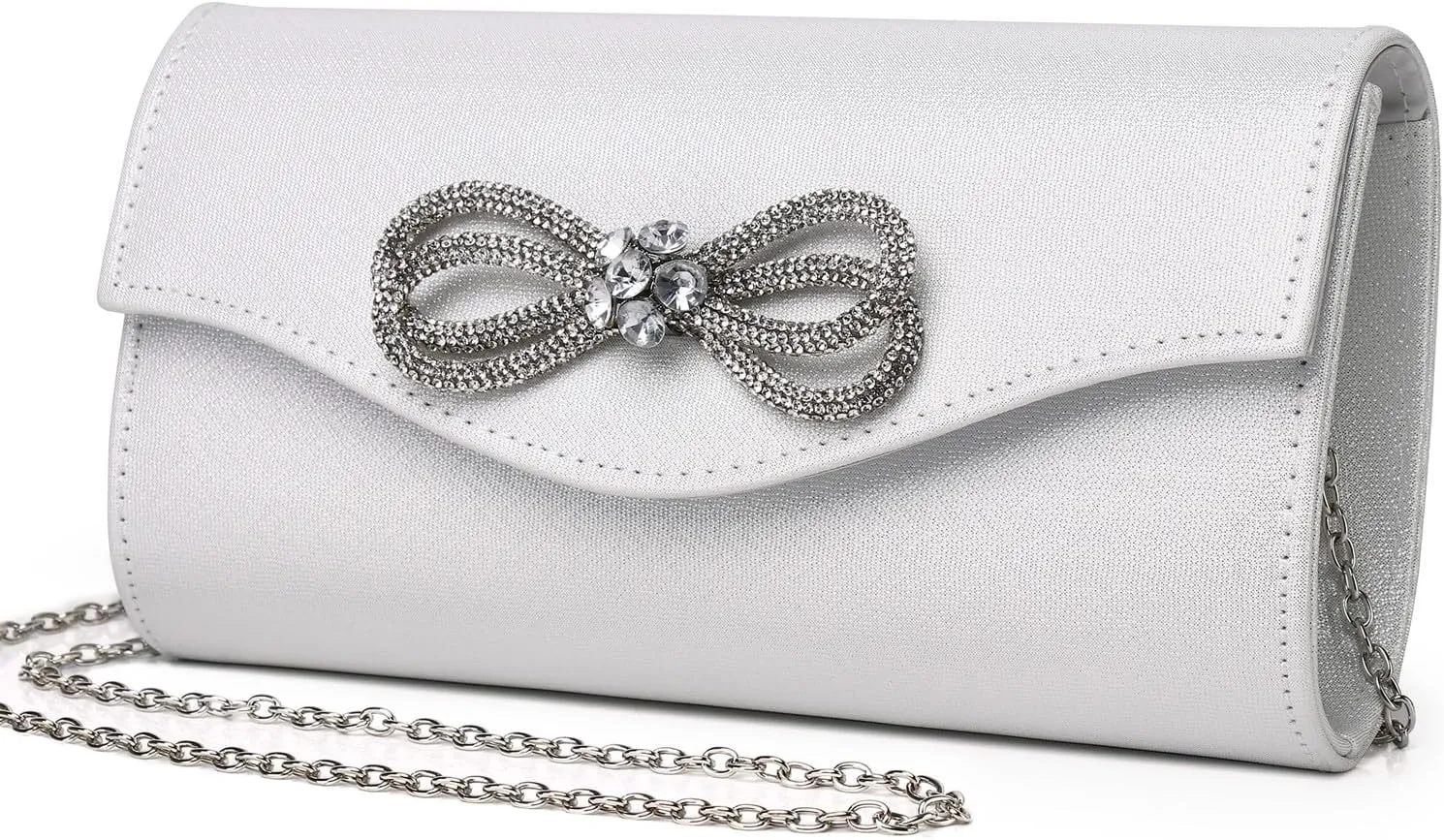 Gurina Evening Clutch Purses for Women Formal Party Clutch Bags Cocktail Prom Shoulder Handbags Shiny Crystal Bow Flap Purses