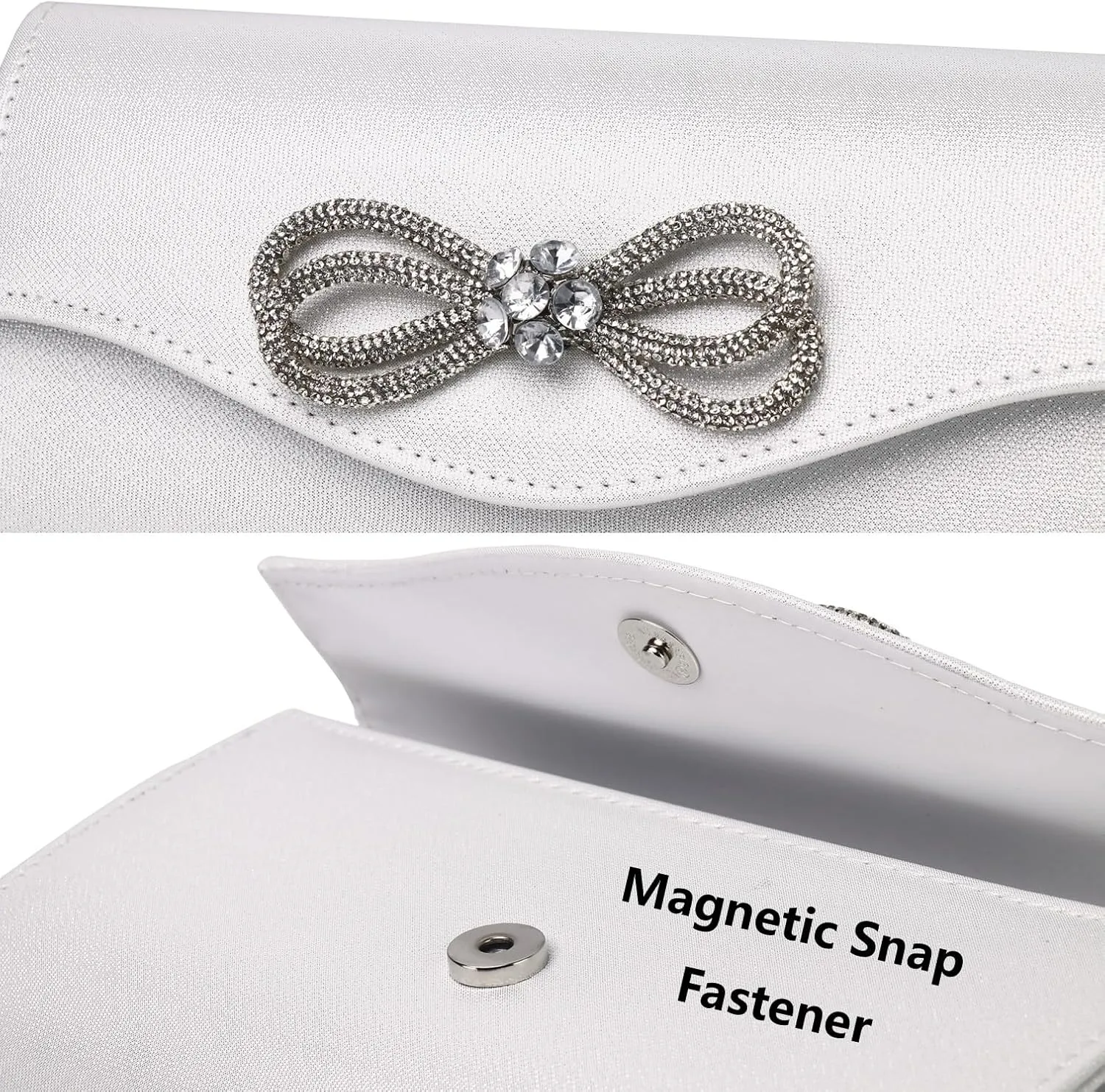 Gurina Evening Clutch Purses for Women Formal Party Clutch Bags Cocktail Prom Shoulder Handbags Shiny Crystal Bow Flap Purses