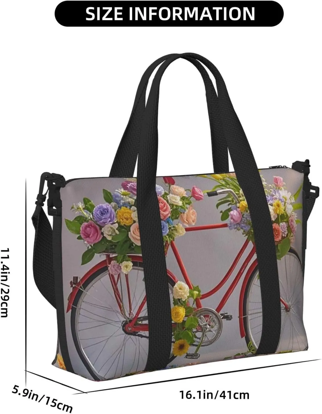 Gym Bag Flower bicycle Duffel Bag for Men Women Travel Overnight Bag with Shoe Compartment Workout Bags