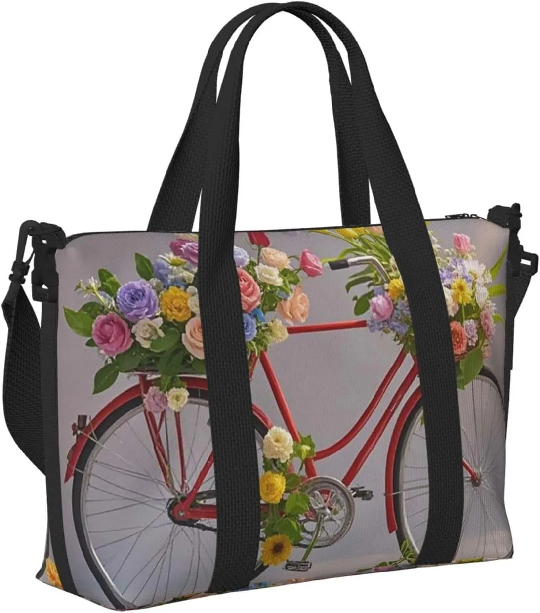 Gym Bag Flower bicycle Duffel Bag for Men Women Travel Overnight Bag with Shoe Compartment Workout Bags