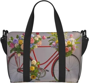Gym Bag Flower bicycle Duffel Bag for Men Women Travel Overnight Bag with Shoe Compartment Workout Bags