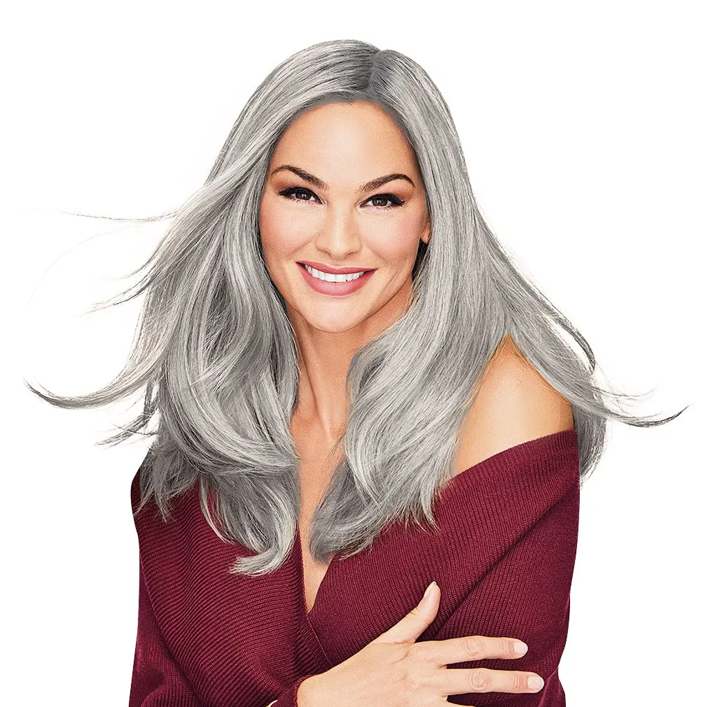 Hair u wear Go All Out Top-Of-Top 16 Inch Wig Top Piece, Average Size Cap, RL56/60 Silver