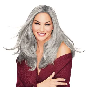 Hair u wear Go All Out Top-Of-Top 16 Inch Wig Top Piece, Average Size Cap, RL56/60 Silver