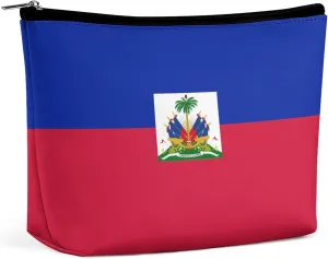 Haiti Flag Makeup Bag for Purse Zipper Cosmetic Organizer Travel Pouch for Women